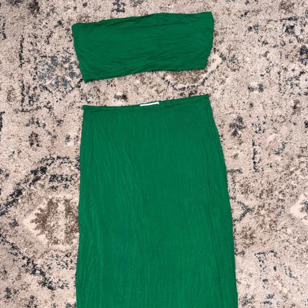 Fashion nova green maxi skirt set